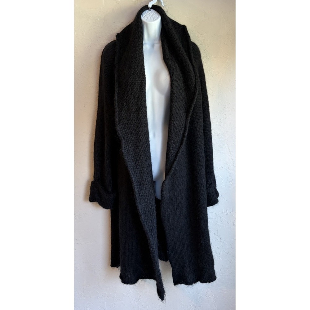 Soft Surroundings Telluride Topper L Black Duster Cardigan Mohair Wool Sweater